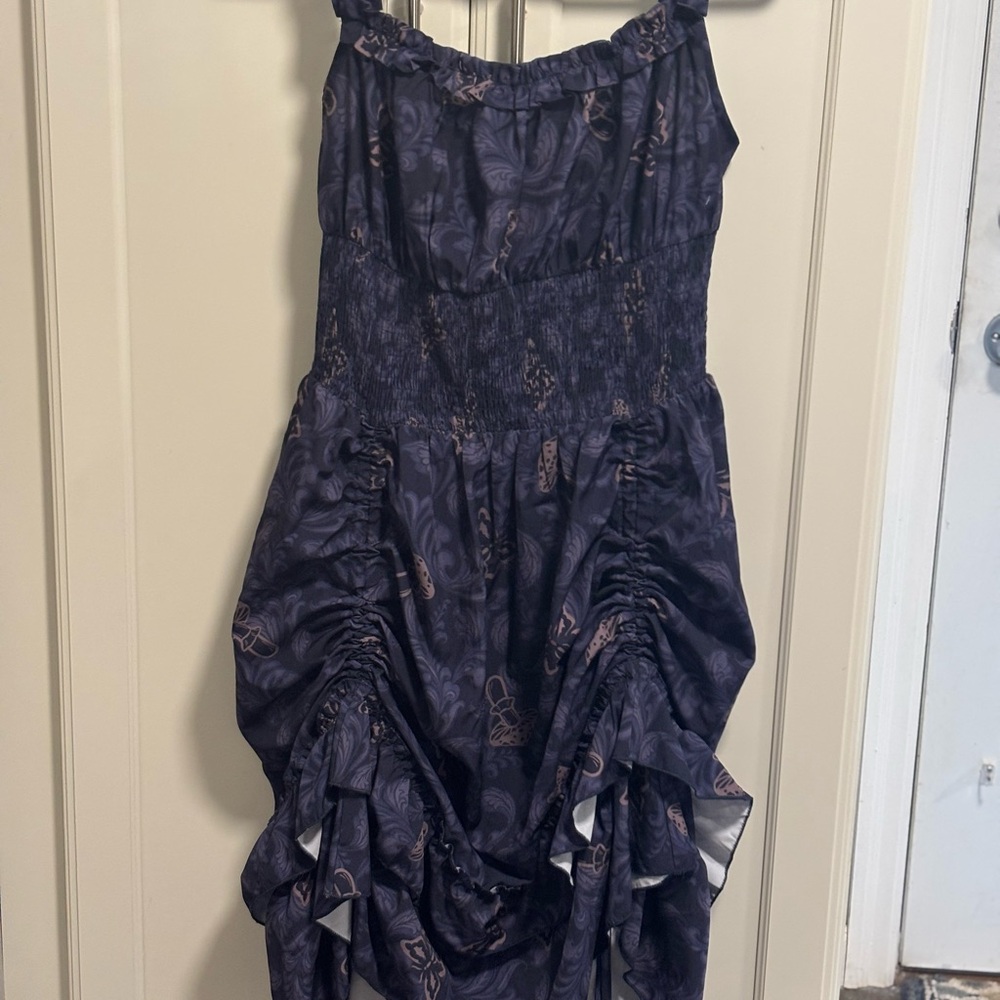 Edgy Purple High Low ruched Dress reminds me of Hot Topic 2xl! Goth
